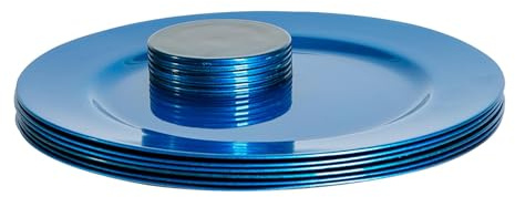Argon Tableware Plaques 12pc Chargeur et sous-Verres Set - Finition métallique - 33cm - Bleu