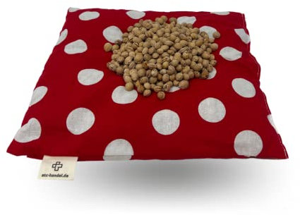 ATC Handels GmbH Kirschkernkissen 24x25cm rot mit weißen Punkten - Körnerkissen, Entspannungskissen, Wärmekissen, NATUR Kissen XXL natürliche Kirschkerne, Made in EU
