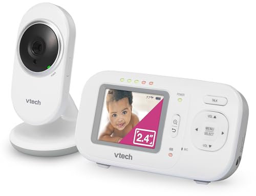 VTech VM320 Video Baby Monitor, Invisible Night Vision, Soothing Sounds, 2-Way Talk Intercom, Temperature Monitor, 2X Digital Zoom, Secured Transmission, 2.4 Color LCD Screen - Smart Choice Product