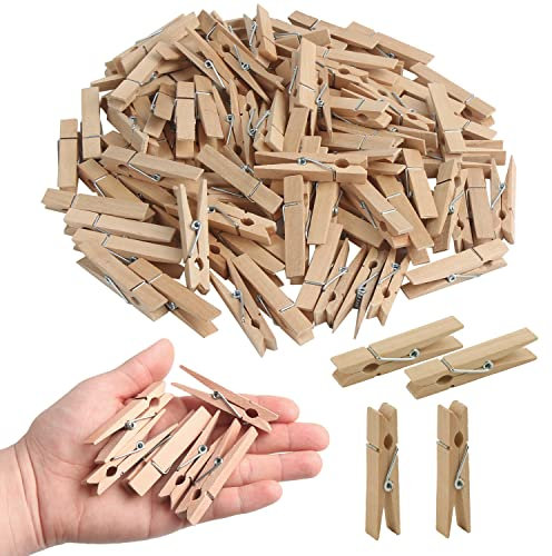 KIMOBER Mollette grandi da 6,9 cm, robuste mollette in legno naturale per appendere foto, lavori con la carta, 100 pezzi