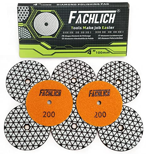 FACHLICH Trockene Diamant Polierscheibe 8 Stk. Streugut 200 für Granit Stein Beton Marmor Dia 4 Zoll/100MM