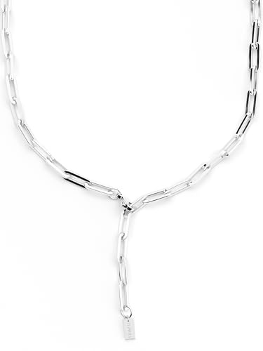 THIORA Y-Halskette Damen Edelstahl Gliederkette Silber
