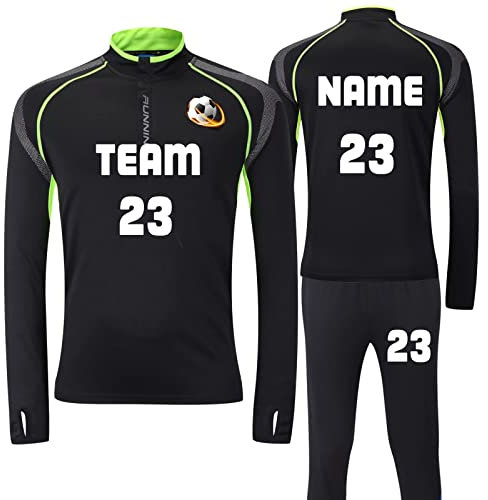 Benutzerdefiniert Torwarttrikot Set für Erwachsene/Kind - Fußball-Torwarttrikot für Herren Kinder - Torwarttrikot + Torwarthose mit Nummer Name Team Logo Torwarttrikot Fußballtrikot Geschenk