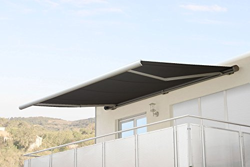 Mendler Elektrische Kassettenmarkise HWC-H27, Markise Vollkassette 6x3m - Polyester anthrazit, Rahmen weiß