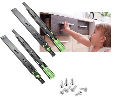 2 Paar Schubladenschienen Softclose,250mm schubladenauszug vollauszug 45 kg Tragkraft, Kugelauszug Kugellager Schubladen Schienensystem Teilauszug Schubladen