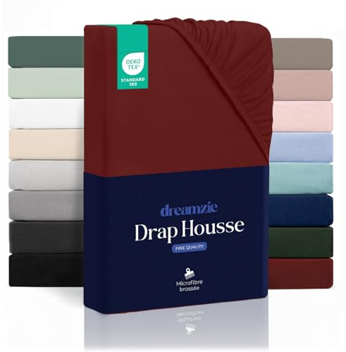 Dreamzie Spannbettlaken 200x200 cm - Hoher Steg bis 33 cm - 100% Mikrofaser - Burgunderrot - Schadstoffgeprüft (Oeko TEX), Bettlaken mit Gummizug