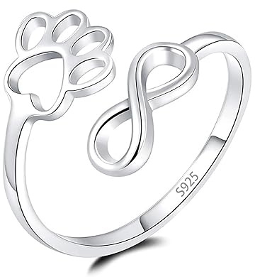 Anello aperto regolabile in argento Sterling 925 con stampa di zampa di gatto, anello per nocche per ragazze, figlia, infinito promessa d'amore, fidanzamento, alla moda, delicato e carino, gioiello