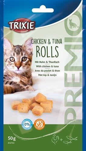 TRIXIE Katzensnack Premio Chicken & Tuna Roll - leckere Katzenleckerlis mit Huhn - aus natürlichen Zutaten, 50g - 42763