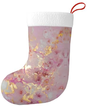 WURTON Weihnachtsstrumpf, Kamin, zum Aufhängen, rosa Marmor-Textur, Weihnachtsstrumpf, Weihnachtsstrumpf, Weihnachtsdekoration, Geschenk