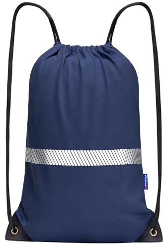 AYKRM Rucksack mit Kordelzug Marineblau Turnbeutel Sportbeutel Gym Bag Mit Aussentasche Verstellbar Tunnelzug Gymsack