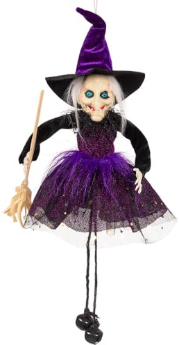 Boland 73218 - Hängende Horror Dekoration, Lila Hexe, 15 cm, Party Deko für Mottoparty und Halloween, Hängedeko