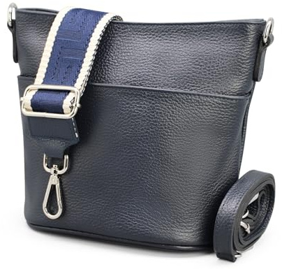 Adel Bags LINA Damen Umhängetasche Echtleder Handgefertigt Crossbody Bag | Damen Schultertasche mit Ledergurt & wahlweise gemustertem Riemen, Echtes Leder, 4 Fächer, Made in Italy