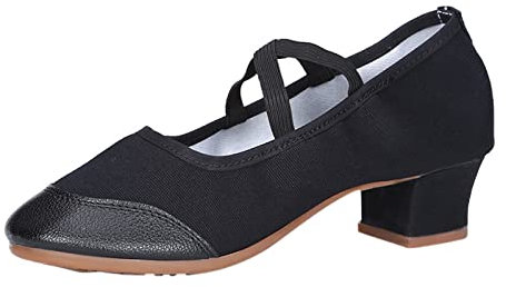 Ballerinas Damen Mary Jane Schuhe Ballettschuhe Canvas Ballett Schuhe Mit Gummiband Latein Salsa Tanzschuhe Glattleder Charakter Schuhe Rumba Ballroom Ballettschläppchen High Heel Kleid Schuhe