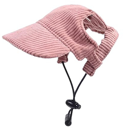 Hunde Baseballmütze, Verstellbar Sommer Sonnenschutz Hut Sonnenhüte mit Ohrlöchern, Haustier Sommer Hut für Welpen Hunde Mütze (Rosa, S)