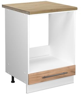 Vicco Herdumbauschrank Fame-Line, Goldkraft Eiche, 60 cm | ✓ Backofennische · AP Eiche inkl. · Höhenverstellbare Füße · Metallgriffe · Einfache Integration ✓
