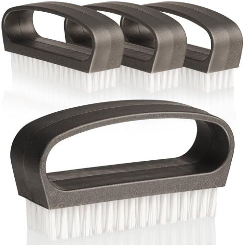 Hausfelder Spazzola a mano con manico – Spazzola morbida – Spazzola per unghie – Set di 4 spazzole (bianco, setole morbide, set da 4)