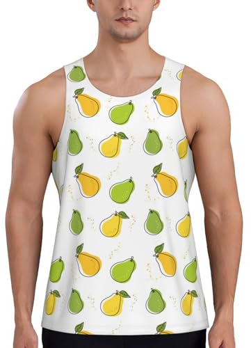 Débardeurs pour homme, débardeur d'entraînement à sec sans manches pour homme, joli débardeur jaune à feuilles de poirier, Noir/blanc, XXL