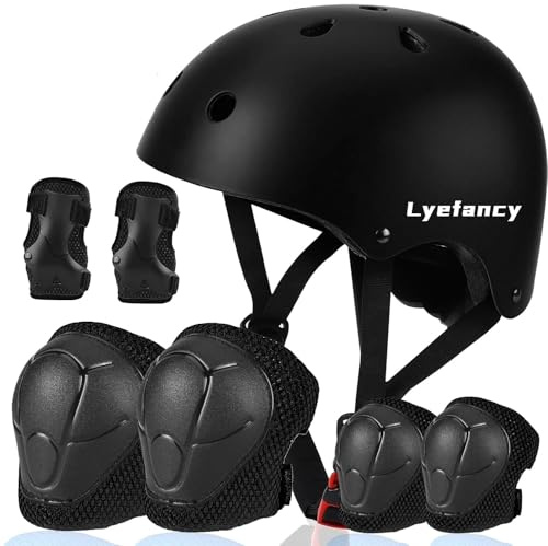 Lyefancy Kids Bike Helmet and Pads Set for 3-13 Years old Boys Girls, Toddler Helmet Protective Gear Set, Adjustable Safety Kids Helmet Elbow Knee Pads Set for Scooter Cycling Skateboard Skating