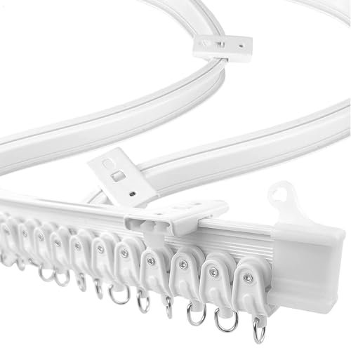 Duschvorhangsschiene，Vorhangschiene Flexible gekrümmte Deckenvorhangschiene Weiß Moderne Stil Spur Schalldämpfer Vorhänge Zubehör Kunststoff biegbare weiche Vorhangspur(Top Ceilin Mounting,10 Meters)