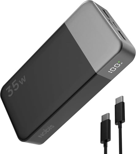 Nobis Power Bank, 20000mAh Caricabatterie portatile, 35W USB C in & Out Ricarica Rapida, 4 Porte Batteria Esterna con Display Digitale a LED, Compatibile con MacBook, Phone 15 S23 (Nero)