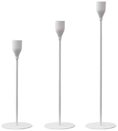 Romantique 6 pièces bougeoir, 33/28/23cm Chandelier Chandelier, bougeoir en métal pour Bougies bâtonnet, Parfait pour Le dîner aux chandelles, décoration intérieure, décoration Vintage (6, Blanc)