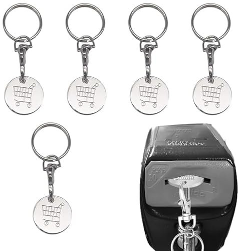 5PCS Trolley Token Keyrings - Convenient Shopping Tokens with Keyring, Ideal for Trolley Use, Reusable and Durable Shopping Cart Tokens