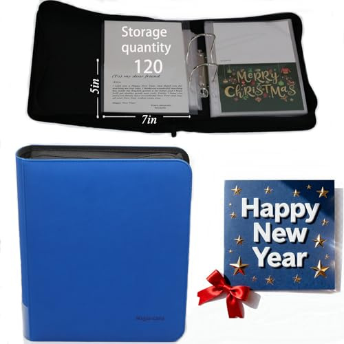 Magiarcana greeting card binder organizer Storage boxes and Display;christmas card photo album,Birthday card holder organizer, fit wedding card,Index card,Postcards invitation (blue)