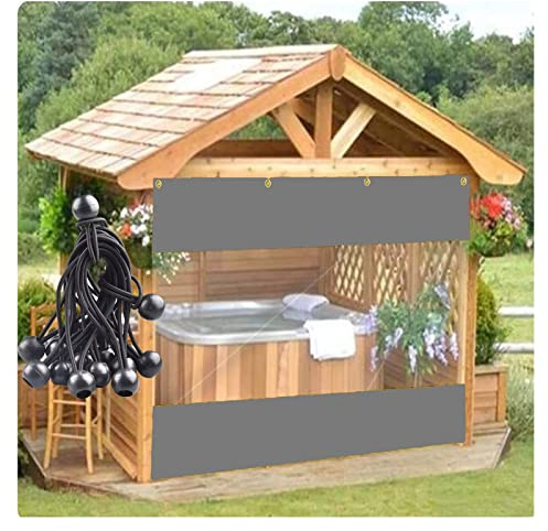 GHHDPDMJ Outdoor Waterproof Clear Tarp Curtain 0.5mm Customizable Gray Pergola Side Panels for Yard Gazebo Window 4.6x2.5m/15.1x8.2ft with Bungee Ball