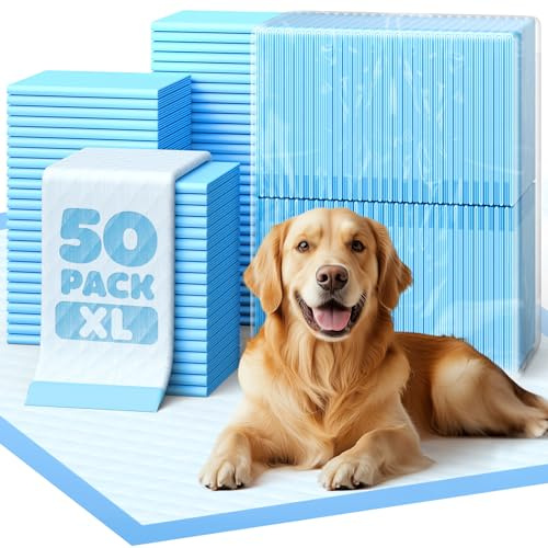 Powools Extra Large Puppy Pads, 86 x 71 cm, 50 Pack, Quick-Dry