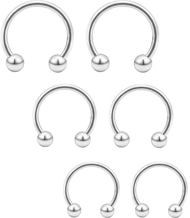 Besyvvin 6-10er Hufeisen Piercing Nase Lippe Septum Helix Ring 16G Circular Barbell 6/8/10/12/14mm Lippenpiercing Silber Gold Schwarz