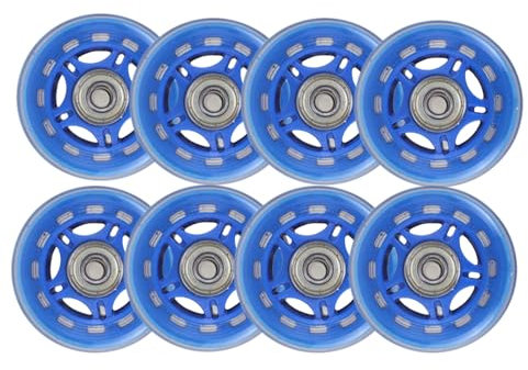 JCXYL EV Leuchtende Inline-Skate-Räder, 8er-Pack, 84A leuchtende Flash-Inline-Rollschuhe, Ersatzrad mit Lagern für das Skaten im Innen- und Außenbereich,Blau,70mm