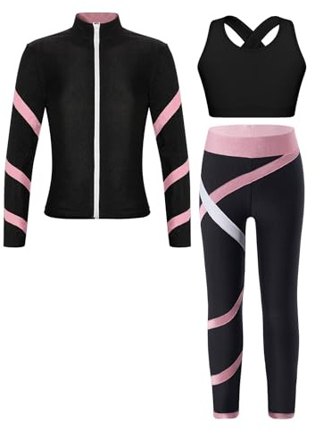 LiiYii Sportanzug Mädchen Sportjacke Mit Sport Bh Und Leggings Gymnastikanzug Trainingsanzug Atmungsaktiv Freizeit Anzug