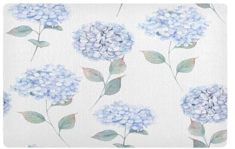 Watercolor Hortensia Hydrangea Doormat Front Door Mat, Non-Slip Dirt Trapper Mats for Entrance, Inside, Kitchen, 50x80 cm