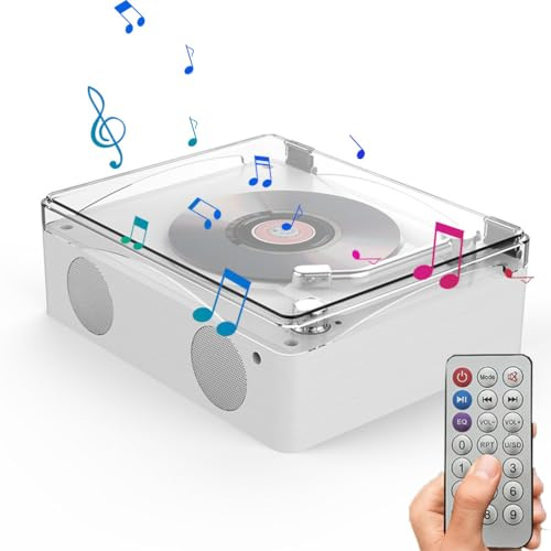 GYKOZY Lettore CD Portatile, fonografo CD Vintage, Lettore CD retrò Portatile, Altoparlante Stereo Incorporato Ricaricabile, Riproduzione multimodale (White)