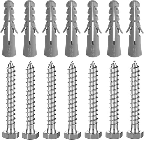 Heavy Duty Concrete Screws M8 x 70mm TV Bracket Screws Masonry Brick Wall Fixing Screw Bolts Steel Lag Bolt Wall Plug for Aerial Satellite Sky Dish Fence Shelves Mounting, Pack of 7