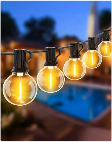 EVXFG Outdoor Garden String Lights Mains-Powered - 15M Festoon Lighting Gazebo Lights Outside Waterproof Electric LED G40 Bulb Shatterproof Pergola Patio Backyard Porch Terrace Indoor Partylight