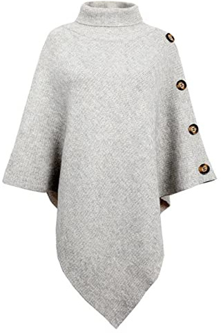 TBSCWYF Poncho de invierno para mujer, ponchos de punto, capas para mujer, elegante, cálido, con mangas, largo, moderno, oversize, poncho, suelto, bufanda con parte delantera abierta, Gris 01., Talla