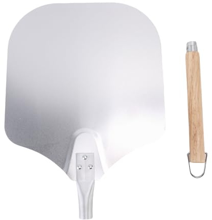 Pala per pizza lunga in metallo con manico in legno per forno grill interno ed esterno, pala per spatola per pizza per cuocere la torta di pane