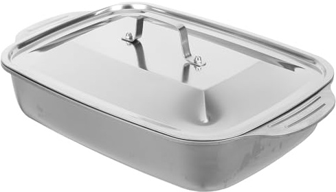 VICASKY Edelstahl Bratform mit Deckel Rechteckige Tiefe Fischbratpfanne 41X24X75cm Induktionsgeeignet Vielseitige Backform für Backofen Grill und Dämpfen
