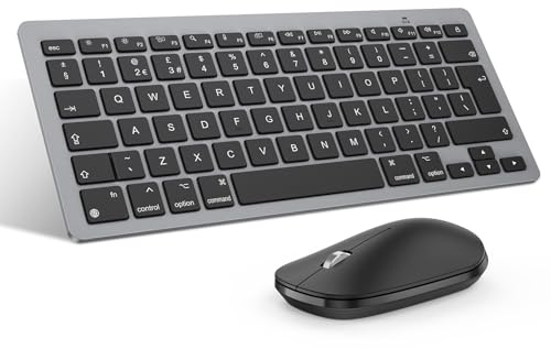Bluetooth Keyboard and Mouse for Mac, OMOTON Ultra-Slim, Space Gray Black | Wireless Keyboard & Mouse Combo for Apple MacBook Pro/Air, iMac, Mac Mini, Scissor-Switch Silent Typing，QWERTY UK Layout