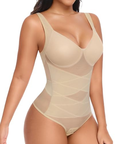 Niwicee Body Moldeador Mujer Fajas Reductoras Bodysuit Shapewear Reductor Abdominal Control de Abdomen Tanga Body Moldeador Invisible Tirantes Ajustables Body Shaper