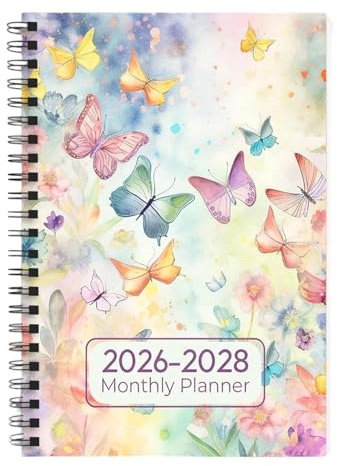 Notizbuch mit Monatsplaner - Ein dreijähriger Monatsplaner mit elegantem Blumendesign mit Aggnda für das Jahr 2026-2028 | Agnda für Studenten Lehrer Junge Jugendliche Erwachsene Begleiter