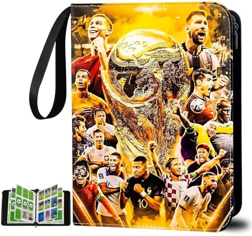 Fußball Karten Sammelalbum, Sammelkarten Album, Fußballkarten Sammelalbum für Karten, 50 Seiten 900 Taschen, Sammelmappe, Karten Ordner Heft, Card Binder, für Card Sammeln und Tauschen (Gelb 900)