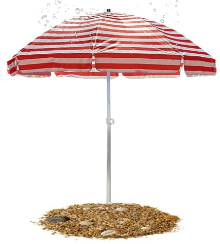 Parasol De Plage Jardin Terrasse Pliable Exterieur En Aluminium Protection Grand de Fixe Portable Compact 8 Baleines, Avec Et Sans Pied 220CM 2M 2,5M(Rouge,1.95m-6.3ft/Without Base)