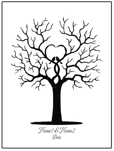 JTKSSCS Arbre A Empreinte Mariage Peinture d'empreintes digitales de Mariage, Arbre Connexion DIY(Color 07,60x80cm)