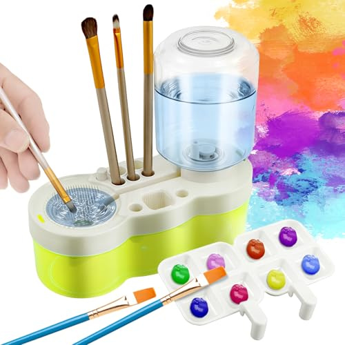 Paint Brush Rinser, Multifunctional Paint Brush Cleaner Art Supplies, Painting Water Dispenser Water Cycle Rinser, Tool for Acrylic, Watercolor, and Water-Based Paints (Green)