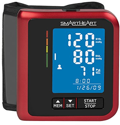 SmartHeart Blood Pressure Monitor | D-Ring Wrist Cuff | Advanced Inflation Technology | Rechargeable | 2-Person Memory