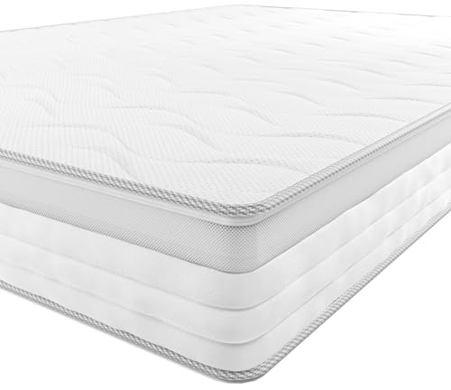Amazon Basics Materasso Singolo a molle insacchettate a 7 zone, Medio-rigido (H3), 1900 x 800 x 200 cm , Bianco