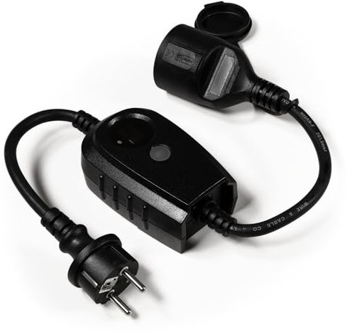 McPower 1538249 Interrupteur crépusculaire IP44 Minuterie 1-9 h | Pour le circuit de commutation par exemple Éclairage extérieur et lumières de Noël.