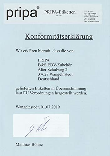 pripa 200 Etiketten 210 x 297 mm A4 vollflächig selbstklebend weiß - allround Qualität … (200)
